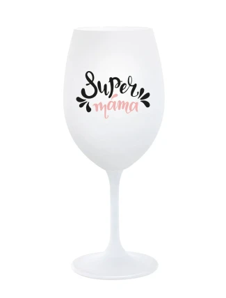 SUPER MÁMA (SPECIÁLNÍ EDICE) - bílá sklenice na víno 350 ml