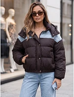 Dámska prešívaná péřová bunda s kapucňou, hnedá, FashionStreet TY6087 Dámska prešívaná péřová bunda s kapucňou, hnedá, FashionStreet TY6087