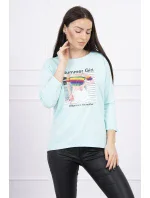 Blúzka s potlačou Summer Girl v mätovej farbe