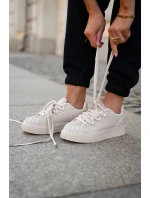 Sneakersy Damskie Ze Zdobieniem Na Platformie Beżowe Eanneth