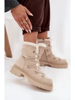 Śniegowce Damskie Z Kożuszkiem Beżowe Irmara