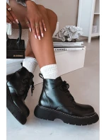 Dámské zateplené kotníkové boty na platformě s šněrováním Černé Harmine