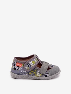 Dětské papuče Milami na suchý zip s míčky šedé Reathiana