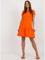 Oranžové letné šaty s volánmi RUE PARIS