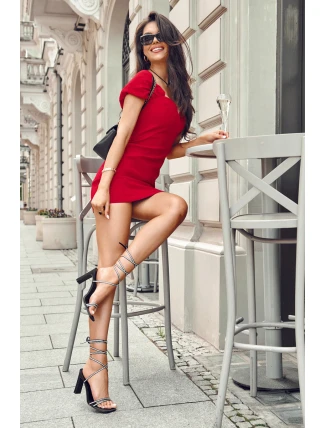 Eleganckie Wiązane Sandały Z Dżetami Czarne Nessy