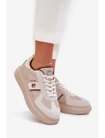 Skórzane Damskie Sneakersy Na Platformie Daniel Lopez Just Dare SS2D4003 Beżowe