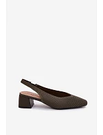 Materiálové dámské sandály na podpatku tmavě zelené Marcelle