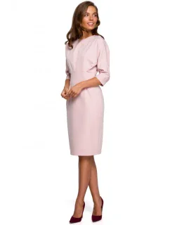 S242 Šaty s netopierími rukávmi - púdrové