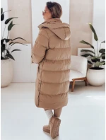 WINTERMISS dámska zimná dlhá prešívaná bunda s kapucňou tmavo béžová FashionStreet TY4966