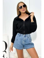 Semišová mikina na zips Čierny Semišová mikina na zips Čierny
