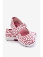 Dziecięce Baleriny Na Rzep W Print Różowe Selah