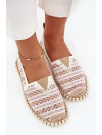 Koronkowe Espadryle Damskie Z Siateczką Białe Faylira