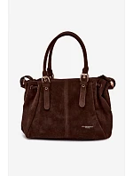 Kožená kabelka z ekologického semiše čokoládová Vessia