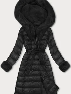 Dámsky čierny kabát na gombíky (5M3160-392)