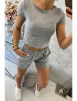 Bavlnená súprava so šortkami sivá
