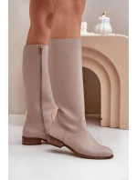 Dámske kožené vysoké topánky Zazoo 3616 Light Beige Dámske kožené vysoké topánky Zazoo 3616 Light Beige
