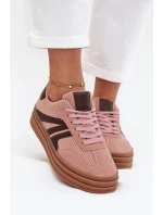 Sztruksowe Sneakersy Damskie Na Platformie Różowe Skye