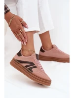 Sztruksowe Sneakersy Damskie Na Platformie Różowe Skye