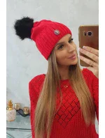 Dámska čiapka s brmbolcom Judith K347 červená