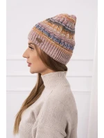 Fleecová čiapka Patrycja K254 pink+cappuccino