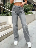 Dámske široké džínsy s vysokou sedmičkou šedé FashionStreet UY2974