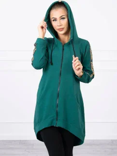 Mikina so zipsom na chrbte zelená