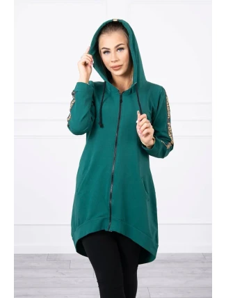 Mikina so zipsom na chrbte zelená