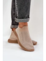 Wsuwane Buty Sportowe Damskie Ze Zdobieniem D&A TW121 Beżowe