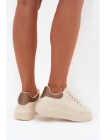 Sneakersy Damskie Na Platformie Big Star SS274246 Jasnobeżowe