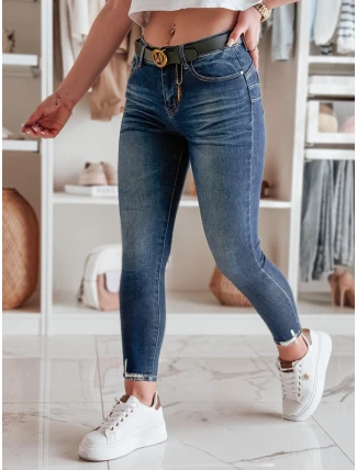 Dámske úzke džínsy s opaskom SKINNYJUP modré FashionStreet UY2223