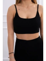 Súprava s blúzkou s rebrovaním čierna