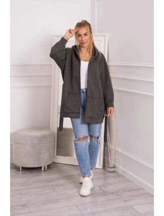 Zateplená bunda so zaväzovaním v páse v grafitovej farbe Zateplená bunda so zaväzovaním v páse v grafitovej farbe