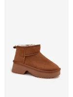 Śniegowce Damskie Z Naturalnego Zamszu Ocieplane Futerkiem Camel Milora