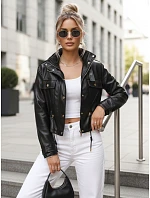 Dámska krátka bunda v čiernej farbe FashionStreet TY5665 Dámska krátka bunda v čiernej farbe FashionStreet TY5665
