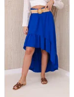 Sukňa s dlhším zadným dielom v chrpovo modrej farbe
