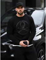 Pánska mikina s potlačou čierna FashionStreet BX5948 Pánska mikina s potlačou čierna FashionStreet BX5948