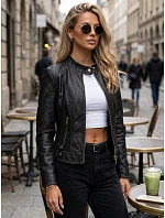Dámska prechodná bunda z ekokože, čierna, FashionStreet TY5724