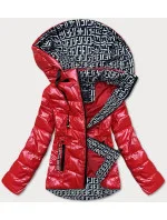 Lesklá červená bunda so vzorovanými vsadkami (W718)