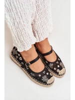 Siateczkowe Espadryle Z Haftem Na Platformie Czarne Laxisa