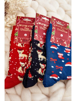 Pánske bavlnené vianočné ponožky s tmavomodrými vzormi