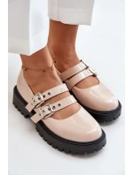 Dámske lakované topánky S Strappy Beige Terione Half Boots