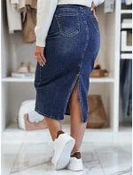 Džínsová midi sukňa s rozparkom MERITTA navy blue FashionStreet CY0482