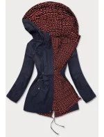 Tmavo modro-červená dámska bunda parka 2 v 1 (W702BIG)