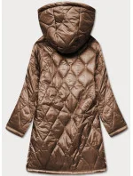 Hnedá dámska prešívaná bunda oversize s kapucňou (ag5-010)