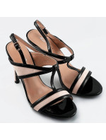 Čierno-béžové dámske sandálky z rôznych spojených materiálov (HB09)