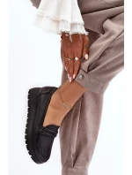 Skórzane Półbuty Na Platformie Z Ozdobą Czarne Lemar Lehira