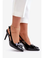 Lakierowane Szpilki Z Odkrytą Piętą Czarne Auroravia