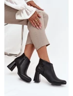 Skórzane Botki Ocieplane Na Słupku Czarne Ivessara