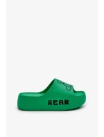 Dámske penové papuče na pevnej podrážke s medvedíkom, zelené Lamira