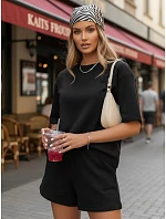 Dámsky letný pruhovaný komplet Poľský výrobok čierny FashionStreet AY1162 Dámsky letný pruhovaný komplet Poľský výrobok čierny FashionStreet AY1162
